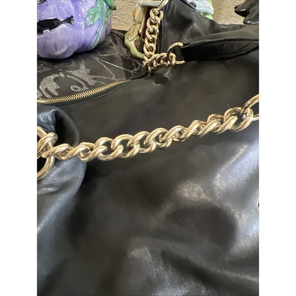 Vintage DKNY Black Leather Hobo Bag Soft Gold Handbag Y2K Purse Shoulder Bag - Picture 12 of 16